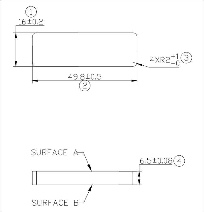 Typical dimensional drawings of rectangular magnets