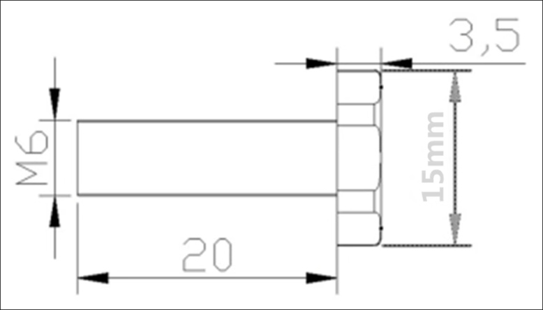 Hardware Bolt Magnet D13x20 M6 Basic Size Diagram