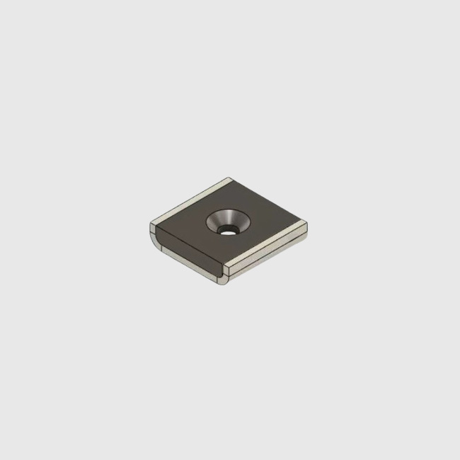 Single-sided square neodymium pot magnet 20x20x5mm