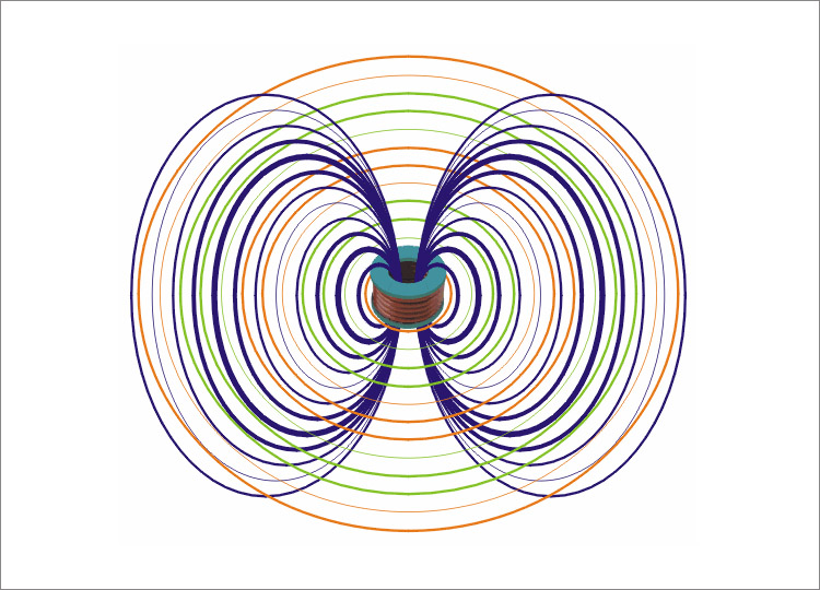 Schematic diagram of magnetic field lines