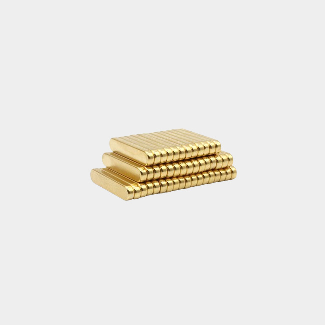 Strong Oval Magnets with Gold Coating 25x5x2.5mm