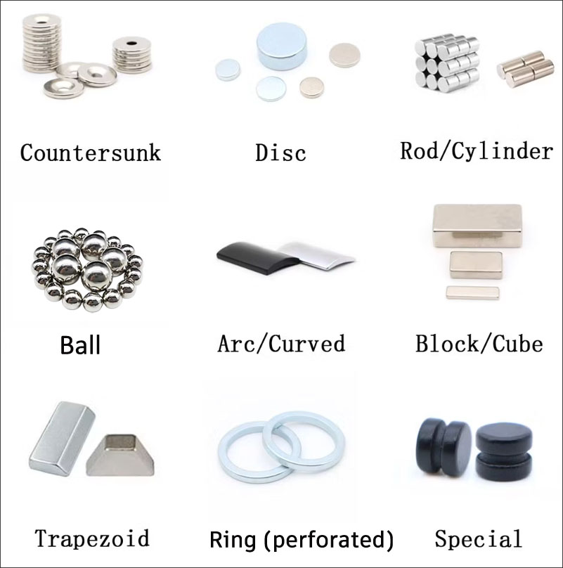 typical 9 kinds of neodymium magnet shapes