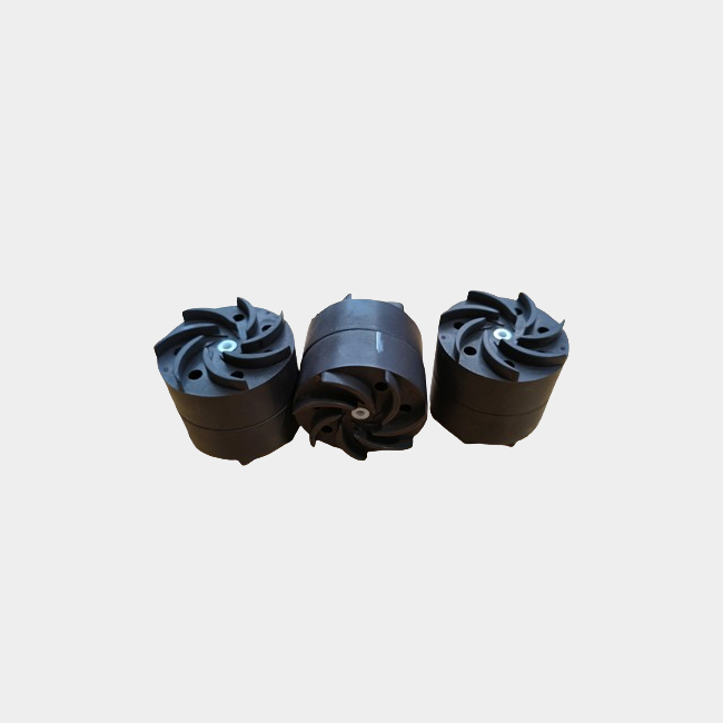 Injection-molded ferrite magnetic rotor with helical impel Injection-molded ferrite magnetic rotor with helical impel